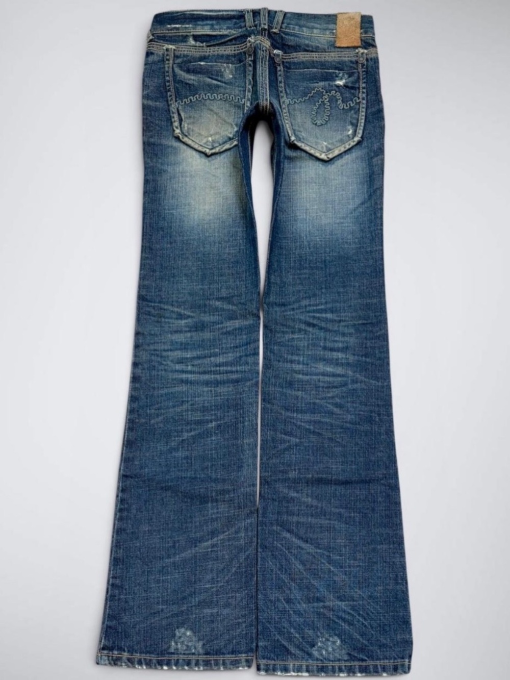 Vintage Red Pepper Red Label Low Rise Flare Jeans Embroidered Pocket Y2K